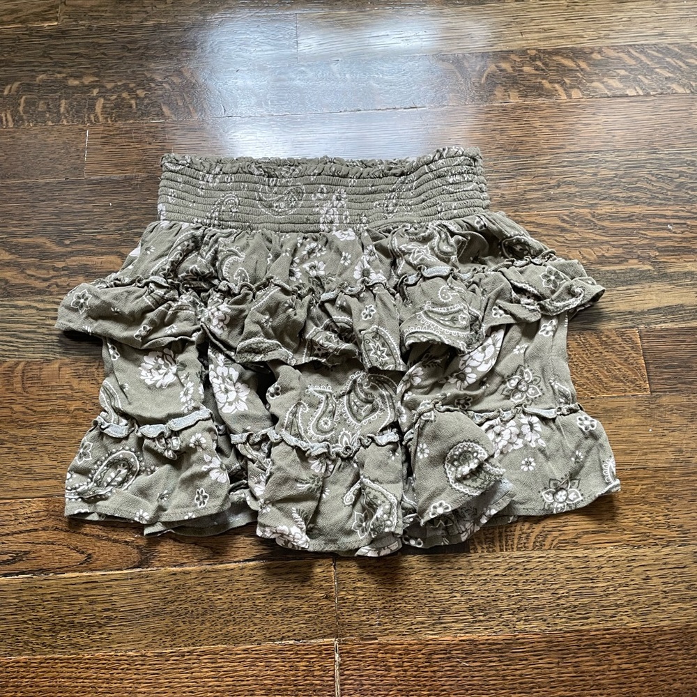 aerie brown ruffle skirt